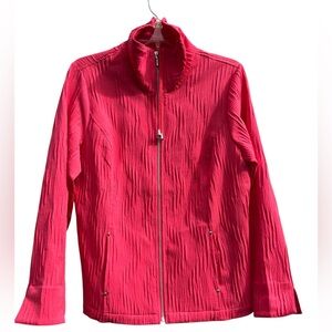 Christopher banks fushia crinkle texture zip up lightweight  jacket Barbiecore M